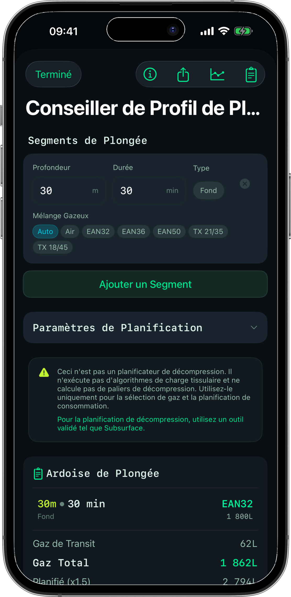Conseiller de profil de plongee Dalton
