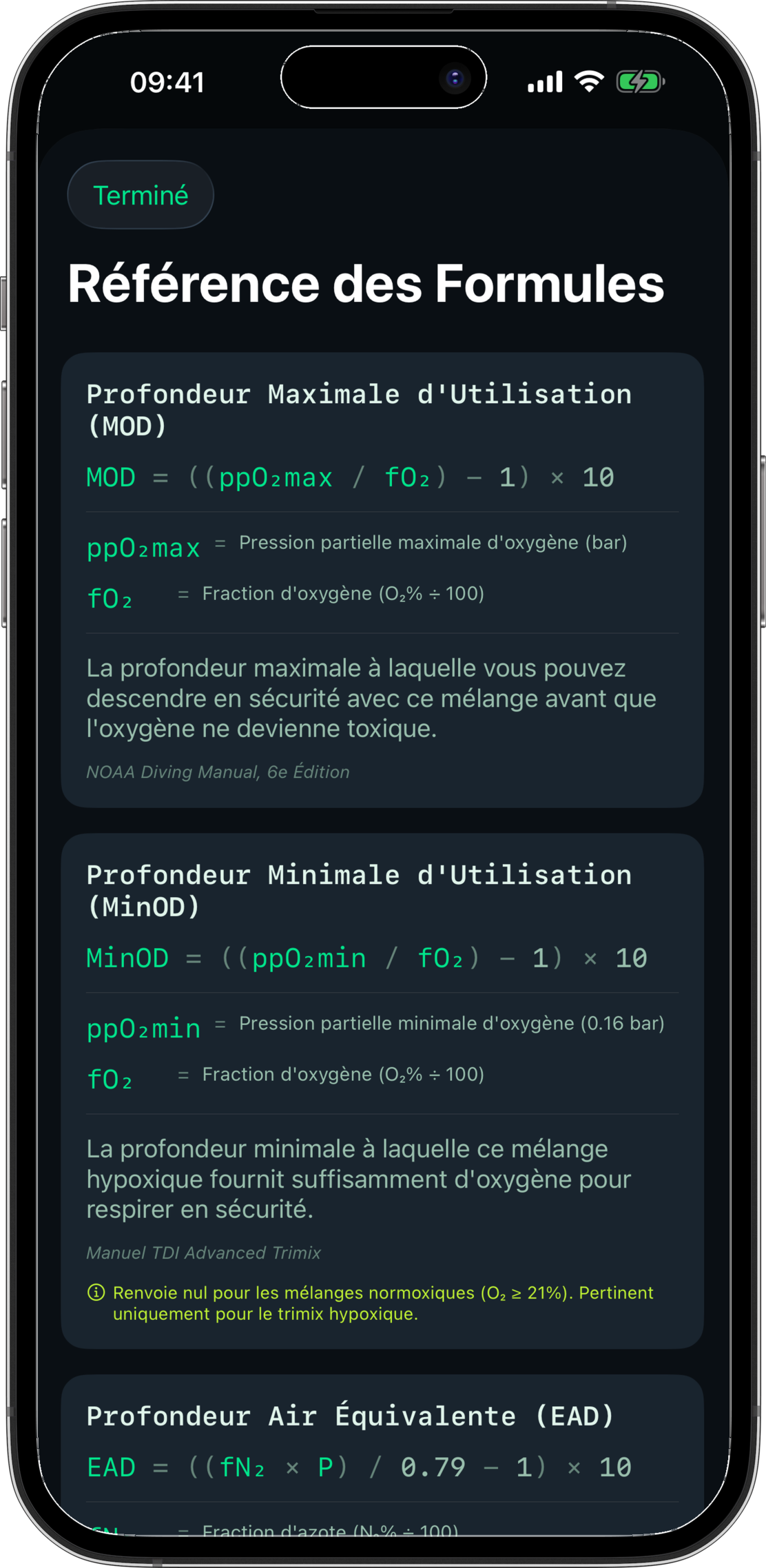 Reference des formules montrant une derivation transparente etape par etape avec citations des sources